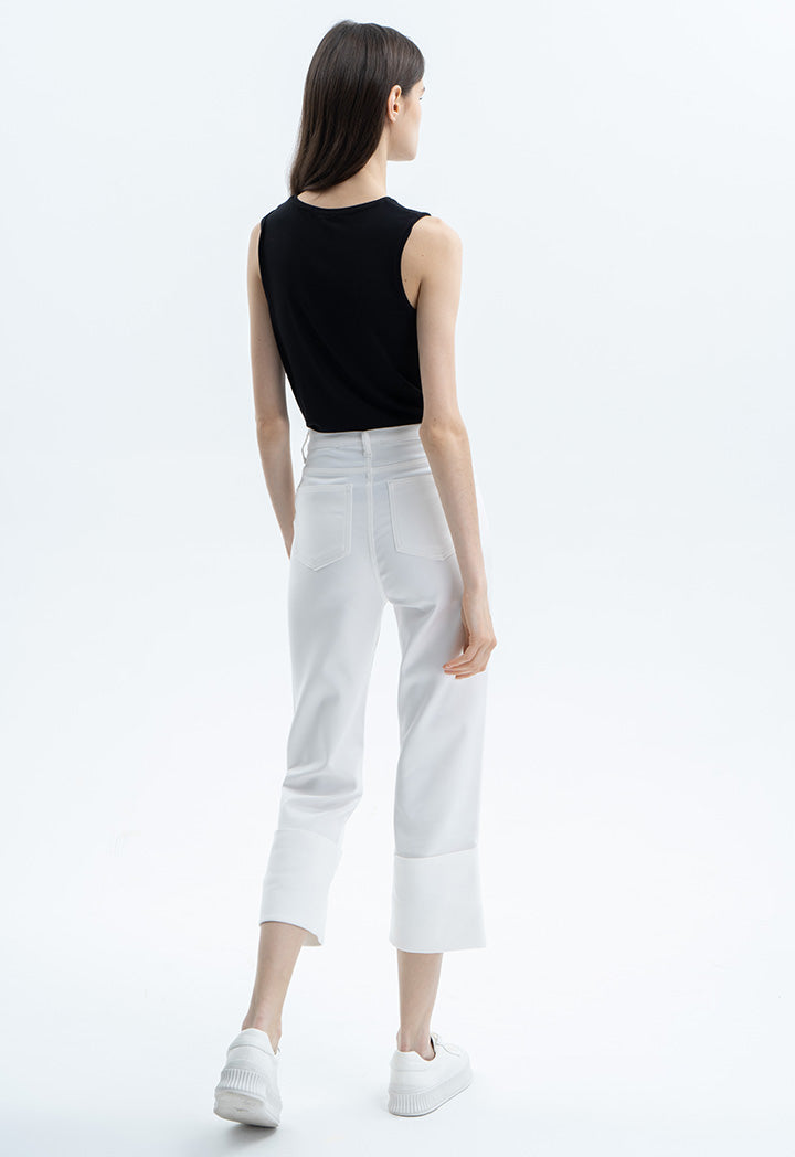 Wide Folded Solid Pants