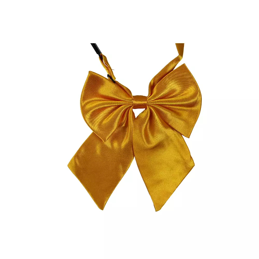 Womens Plain Warm Yellow Shirt Collar Bow Tie