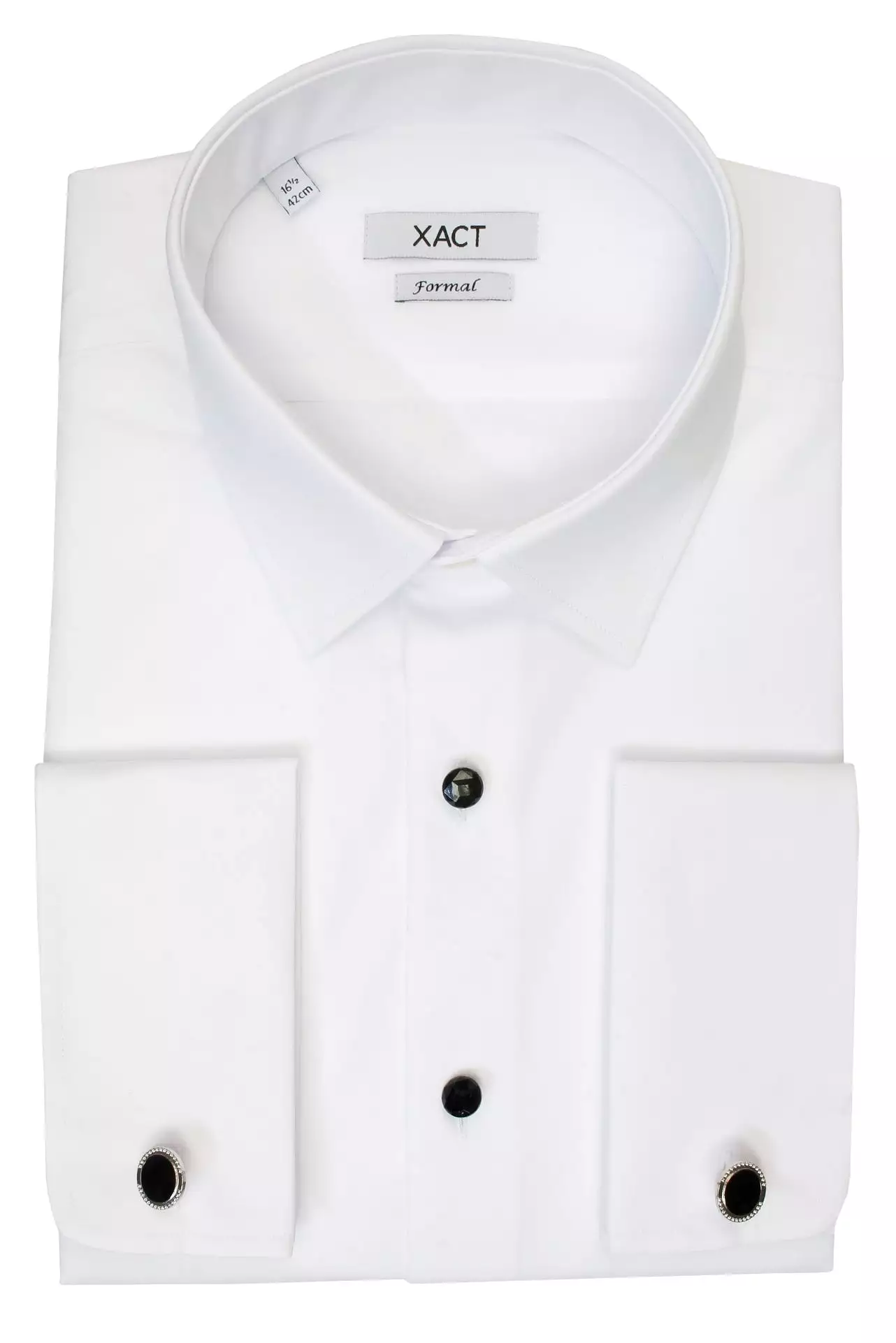 Xact Men's Formal Tuxedo/Dress Shirt with Double Cuff and Cuff Links