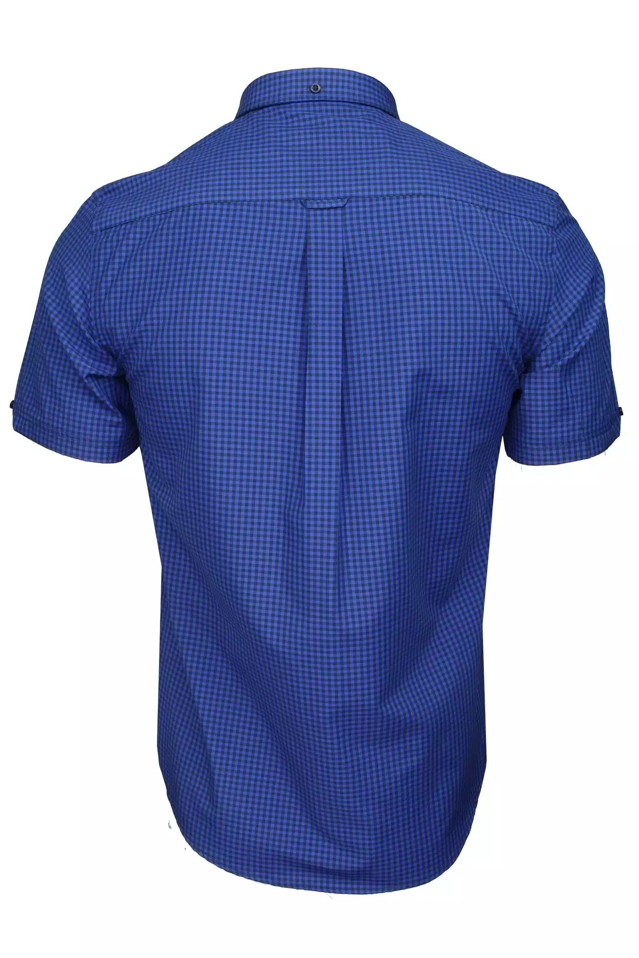 Xact Men's Gingham Check Shirt with Button-Down Collar - Short Sleeved