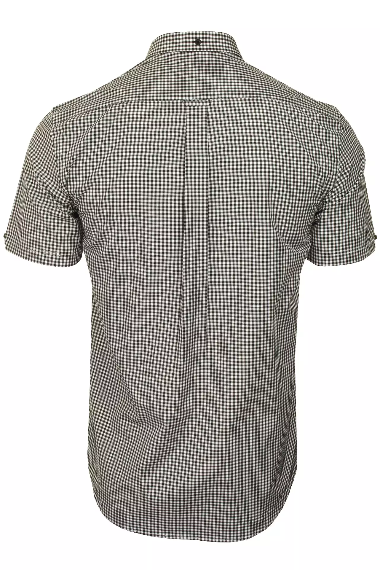 Xact Men's Gingham Check Shirt with Button-Down Collar - Short Sleeved