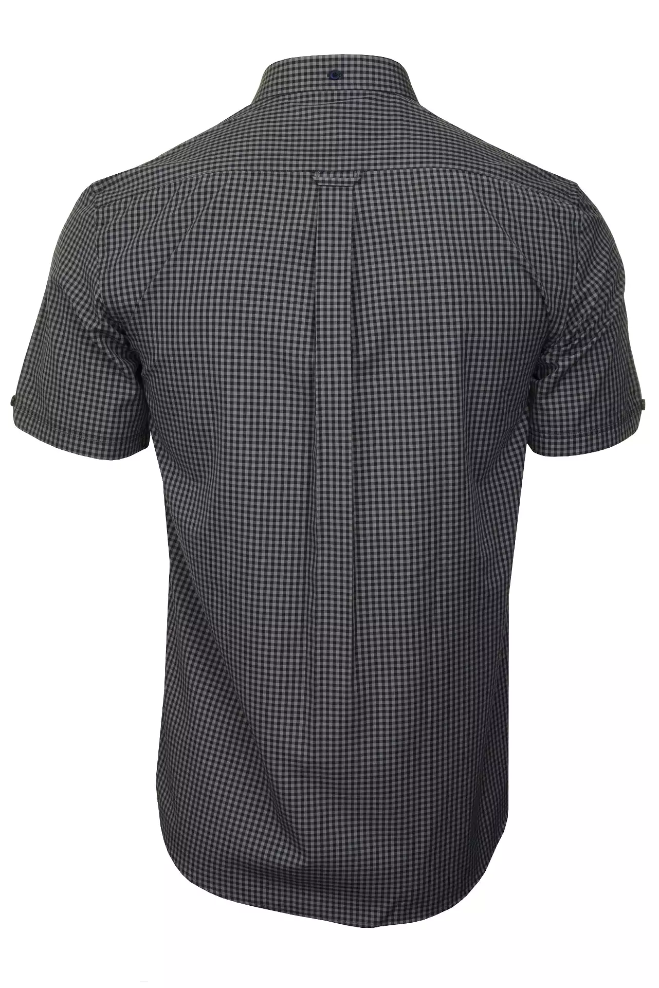 Xact Men's Gingham Check Shirt with Button-Down Collar - Short Sleeved