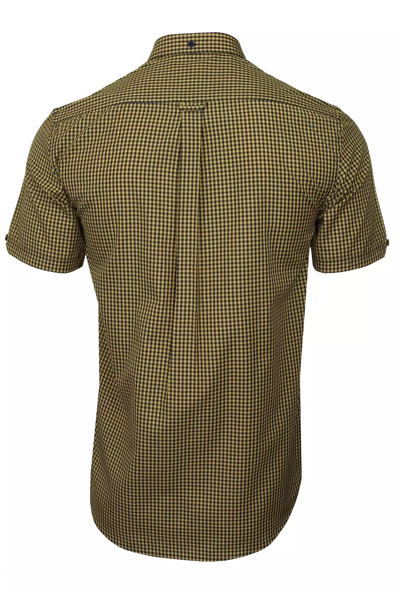 Xact Men's Gingham Check Shirt with Button-Down Collar - Short Sleeved