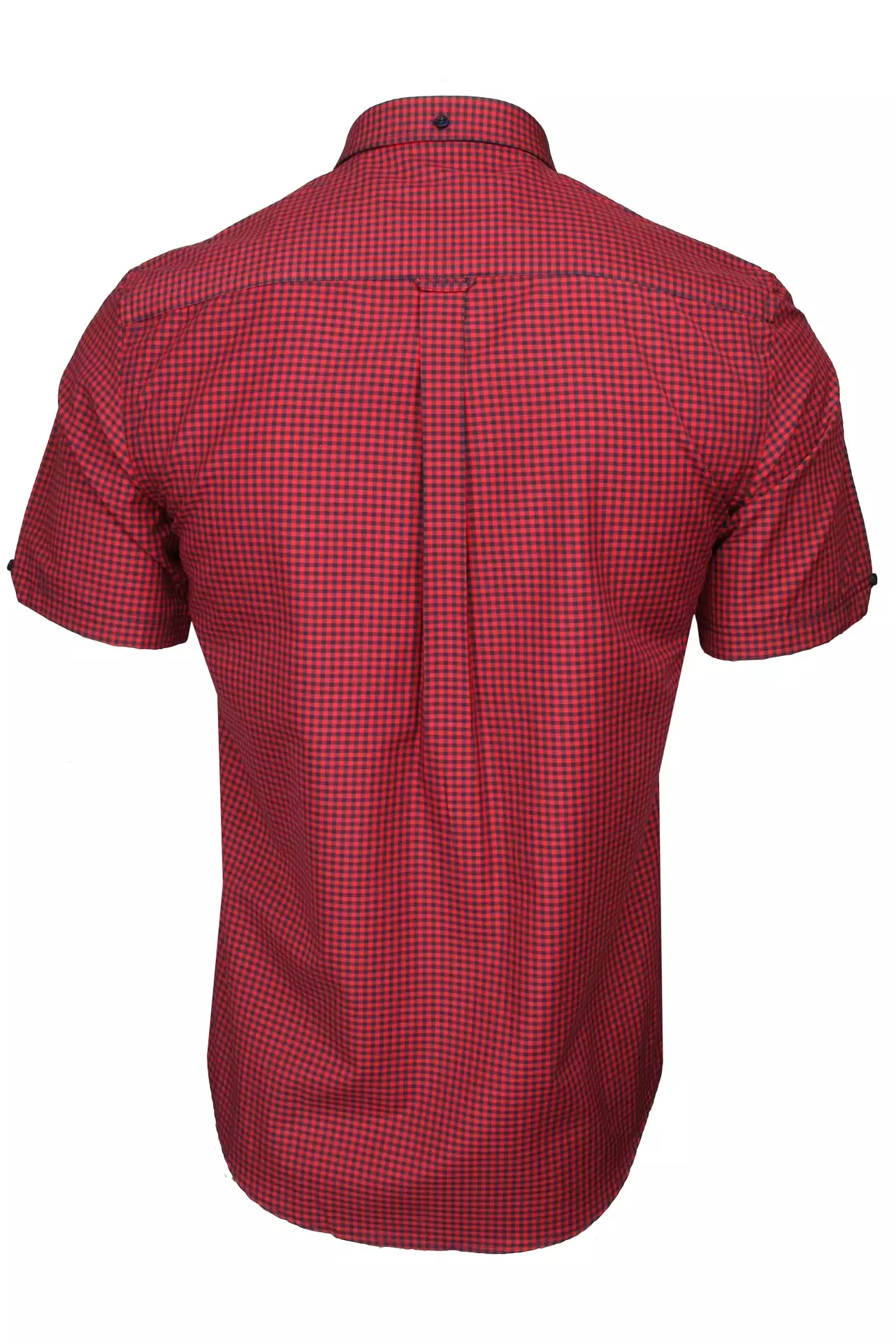 Xact Men's Gingham Check Shirt with Button-Down Collar - Short Sleeved