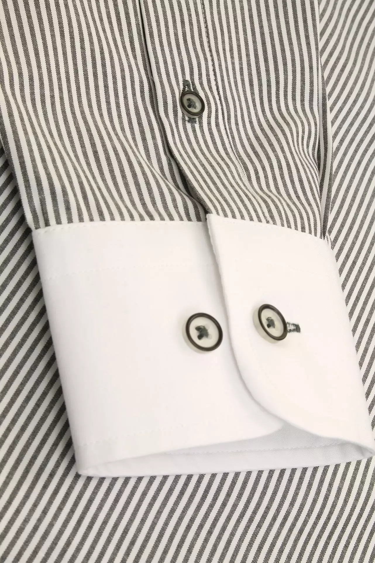 Xact Men's Long-Sleeved Striped Shirt with White Penny/Club Collar and White Cuffs