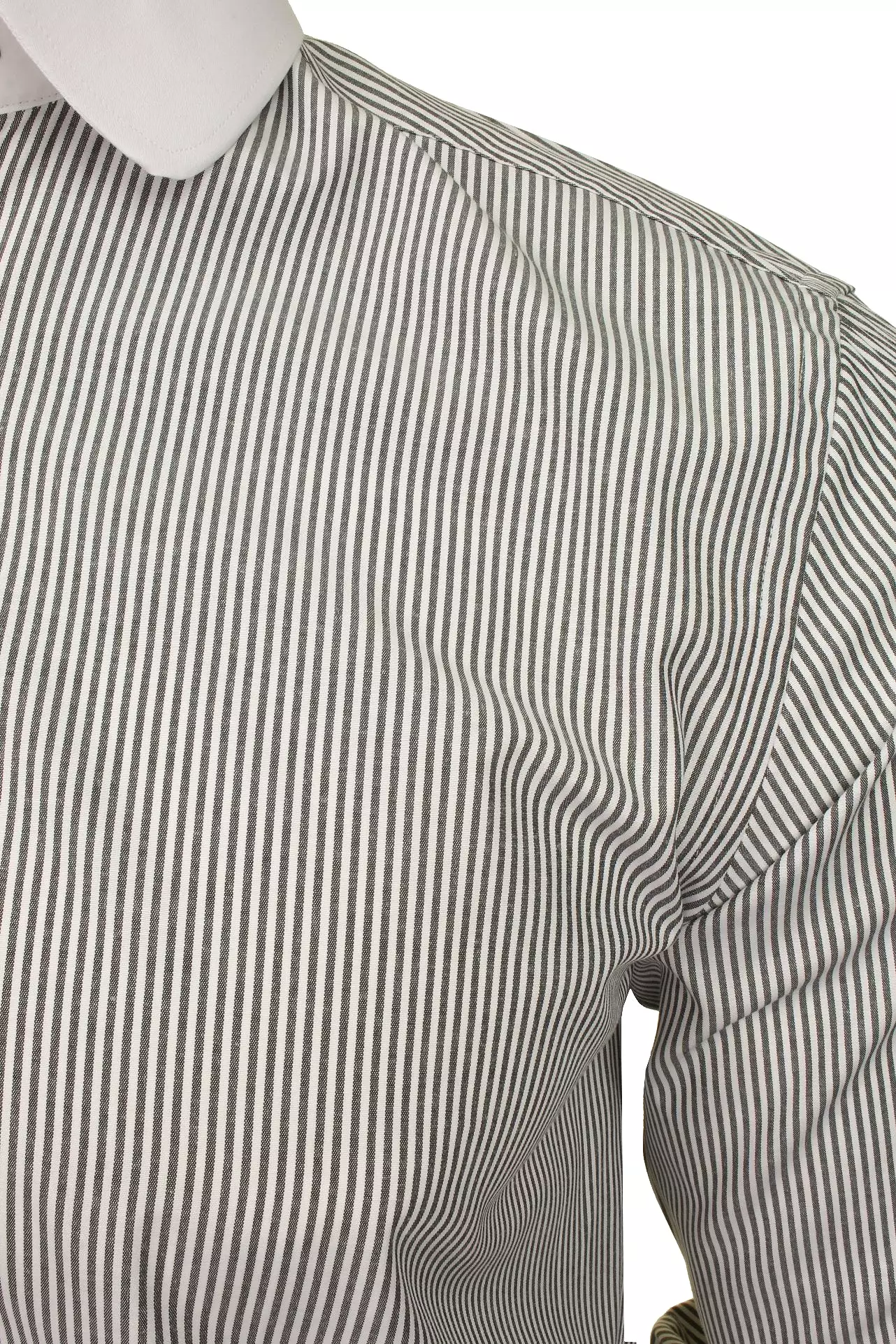 Xact Men's Long-Sleeved Striped Shirt with White Penny/Club Collar and White Cuffs