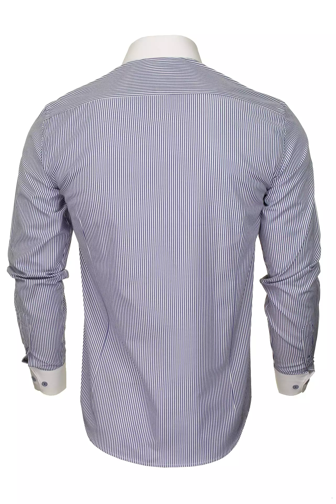 Xact Men's Long-Sleeved Striped Shirt with White Penny/Club Collar and White Cuffs