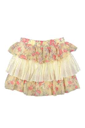 Yellow Rose Eyelet Combo Ruffle Skirt